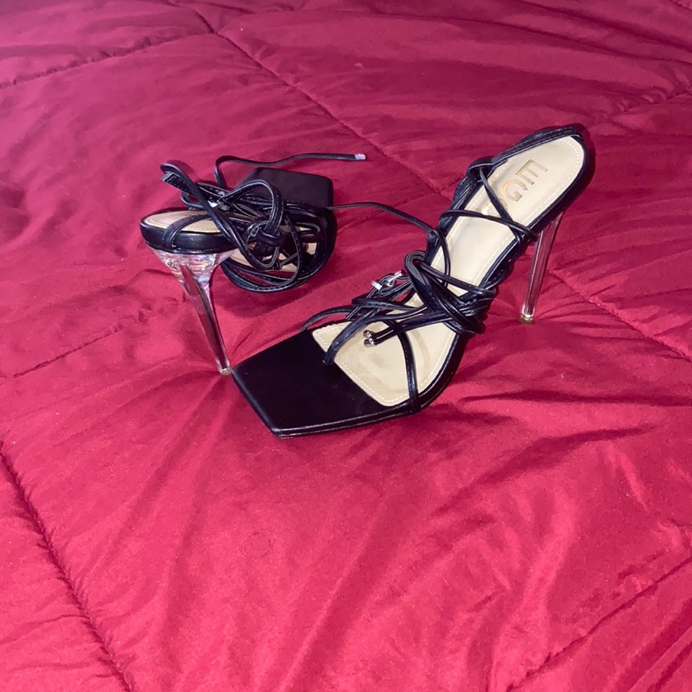 EGO Black LaceUp Clear Heels. !!!SOLD!!!
